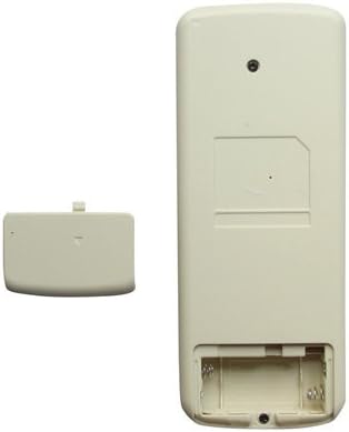 پوئتي view of the Easytry123 replacement remote control with the battery compartment open.