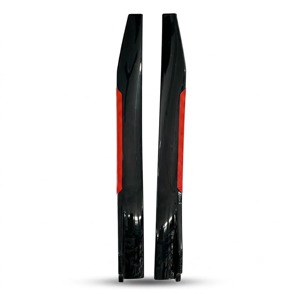 car side skirt lip splitter diffuser 120cm black-red 2pc | universal fit, glossy finish, winglet design, body styling, rocker splitter