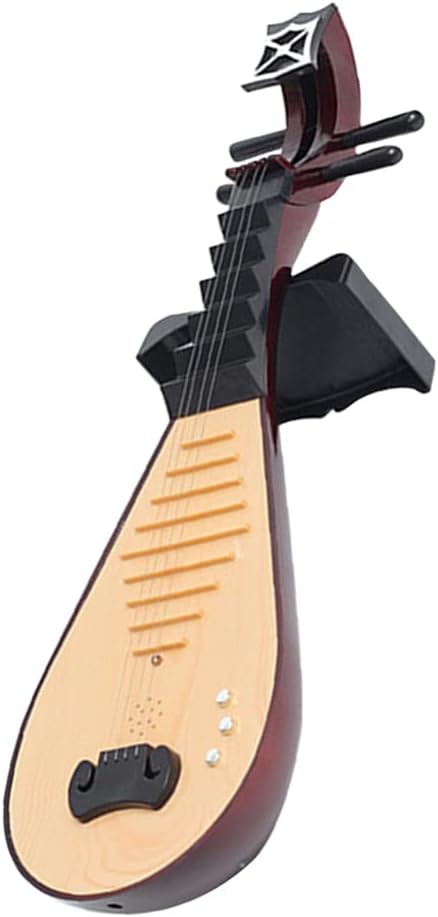 Amosfun Chinese Lute Model Vintage Style Pipa Chinese Guitar Model Instrument Prop Traditional National Stringed Instrument for Singing Dancing