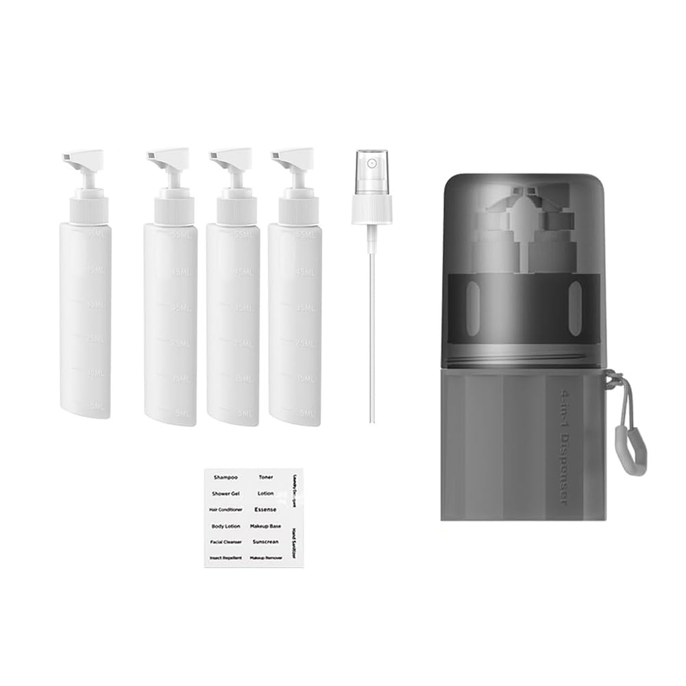 Jnchdghwa 4in1 Travel Bottles Set, Vacuum Silicone Suction Cup for Smooth Walls, Leak Proof Travel Size Containers