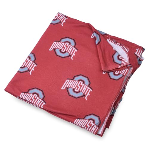 Three Little Anchors Ohio State University Knit Swaddle Blanket – Soft Stretchy Newborn Wrap, Official Licensed Buckeyes Baby Blanket, Cozy Infant Swaddle for Boys & Girls, Nursery Essential