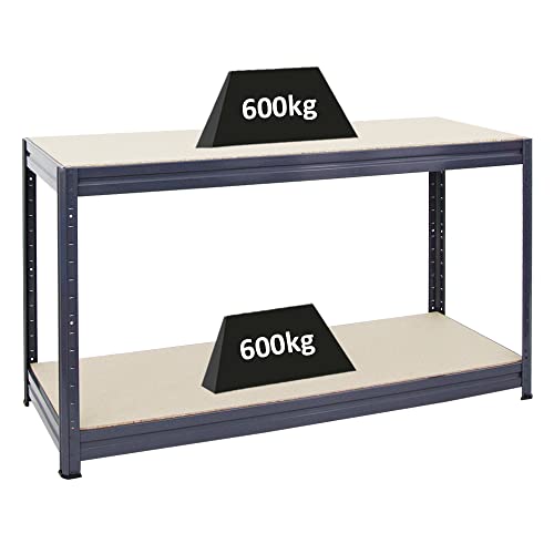 PROREGAL Höhenverstellbare Werkbank Dino Grau HxBxT 90x160x60cm Traglast 600kg Werktisch Arbeitstisch Steckmontage Packtisch