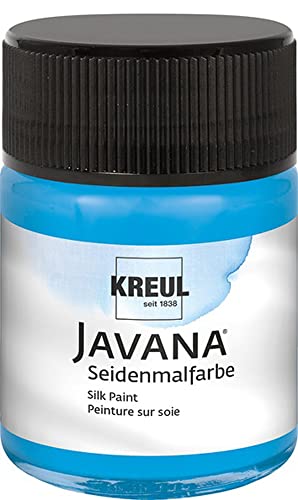 KREUL 8104 - Javana Seidenmalfarbe im 50 ml Glas, blau, hochpigmentierte und brillante Farbe auf Wasserbasis, mit fließend flüssigem Charakter, dringt tief in die Fasern ein