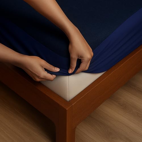 SITTELLA® Mattress Protector 78 x 36 Inches (6.5 × 3 Feet) | 100% Waterproof Premium Cotton Fitted Bed Protector | Hypoallergenic, Breathable & Ultra-Soft | Waterproof Mattress Protector | Navy Blue