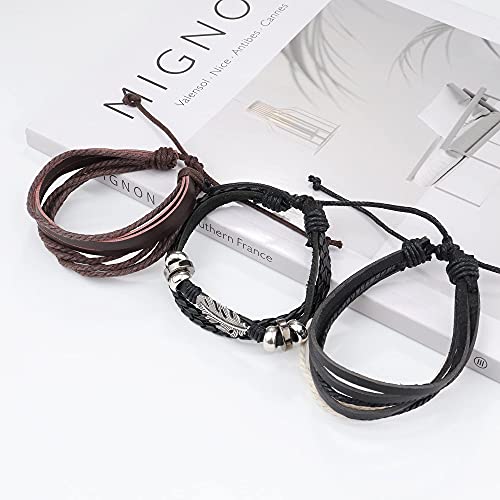 Thunaraz 20-21Pcs Braided Bracelets For Men Women Ethnic Tribal Bracelets Boho Hemp String Strand Bracelet #TOP5