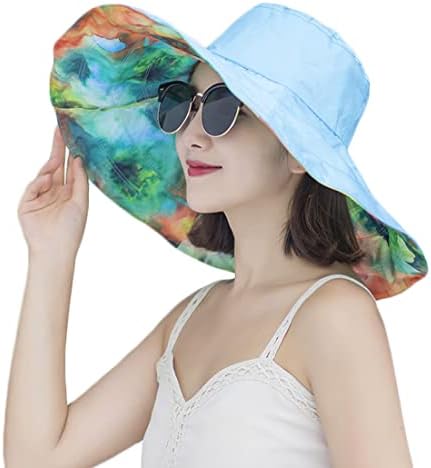 Outdoor Sun Hat Bucket Hats for Women, Foldable Sun Protection Wide Brim Sun Hats Beach Hat Quick-Dry UPF 50+ (ONE Size, Blue)