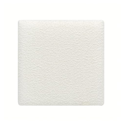 Jennifer Taylor Home Jacob 18\" Storage Cube Ottoman, Ivory White Boucle