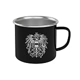 Hoamatkult Tasse Österreich Adler – Edles Edelstahl Häferl in Schwarz, robust, leicht & personalisierbar für Gipfelstürmer, Camping, Wandern & echte Heimatgenießer
