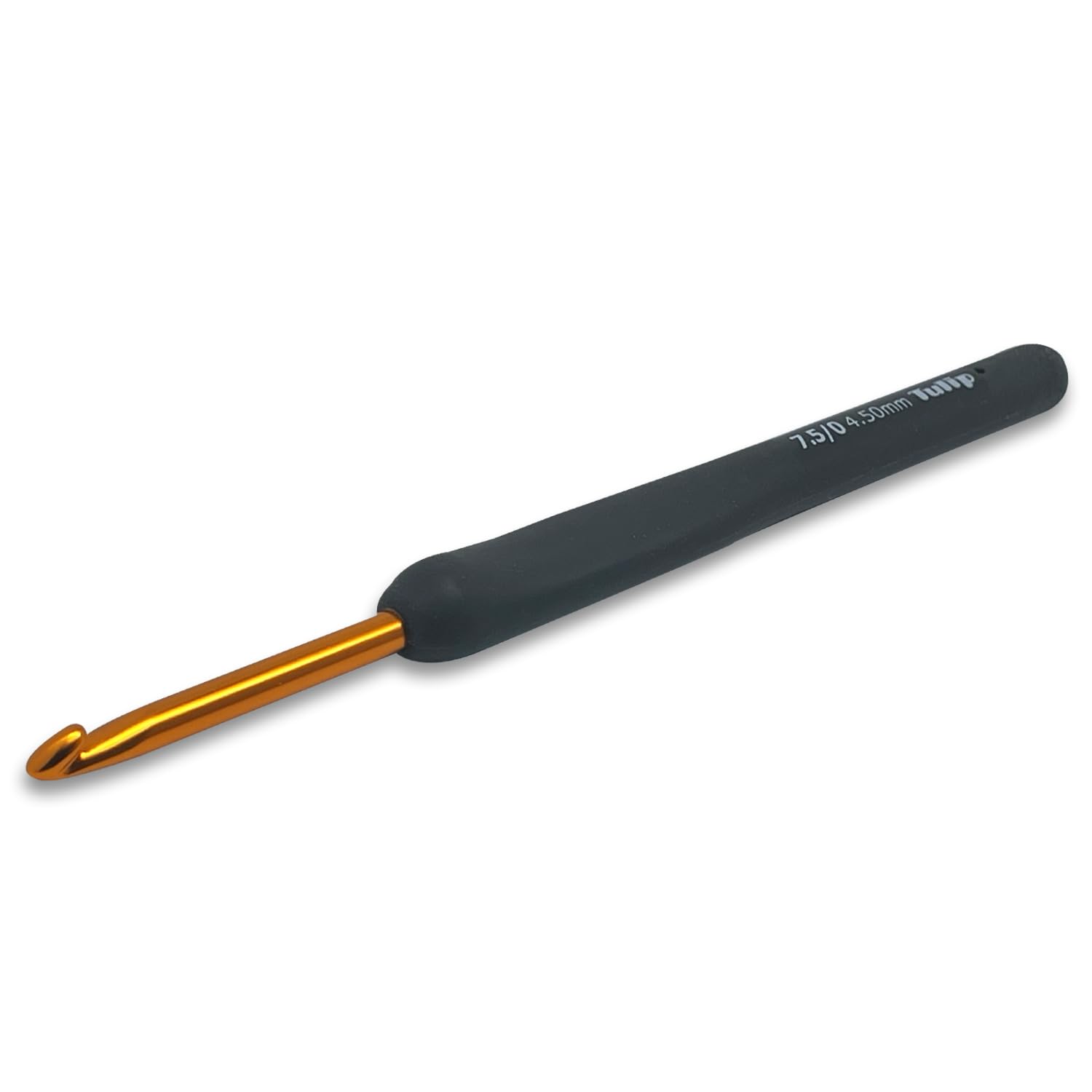Frida's Wollhaus Tulip Etimo Crochet Hook with Soft Grip Gold Black Smooth Hook Tip 14 Sizes (Black Gold, 4.5)
