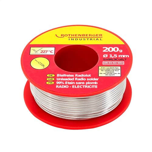 ROTHENBERGER Industrial bleifreies Radiolot für Elektro-Lötarbeiten, 200g-Spule, Ø 1,5 mm