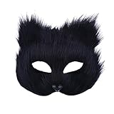 ikasus Artificial Cover Mask Halloween Fox Mask Cosplay Costume Half Face Animal Furry Party Christmas Eye Cat Masks Easter Half-Face Masks Ball Birthday Party Stage Performance Banque Black