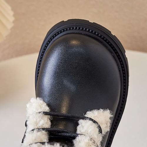 IWIHMIV Toddler Girl Ankle Boots Toddler Riding Boots Kids Girls Lace-Up Side Zipper Leather Winter Boots Dress Riding Boots3