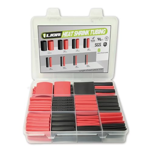 LIDAPRO 314 PCS Heat Shrink Tubing Kit - 3:1 Dual Wall Adhesive-Lined Heat Shrink Tubes for Automotive & Industrial Use - 1.93” Black & Red
