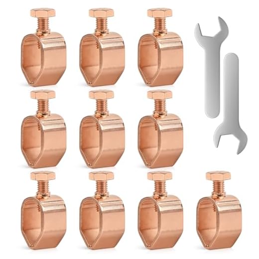 10PCS Ground Rod Clamp, Great for 1/2”- 5/8” Grounding Rods (10, Copper Clad Clamp (1/2''-5/8''))