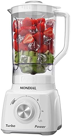 MONDIAL Liquidificador Turbo Power, Branco/Cinza, 550W, 220V - L-...