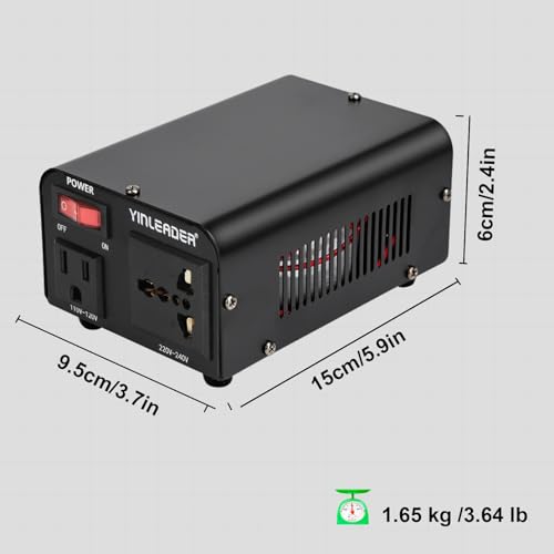 Yinleader 300W 110V to 220V Voltage Converter Step Up Transformer Power Converter for use in The US for European and Asian Household 220V/230V/240V appliances (VTUS-300) - Thumbnail 3
