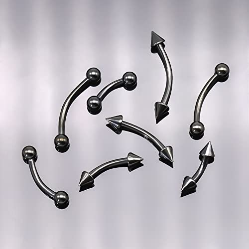 Blisi 8Pcs Body Piercing Jewelry Lot 16G Titanium Nose Septum Lip Cartilage Tragus Eyebrow Industrial Barbell Horseshose Piercing Kit Jewelry 6Mm/8Mm/10Mm/12Mm (8Pcs Eyebow Piercing-Black) #TOP3