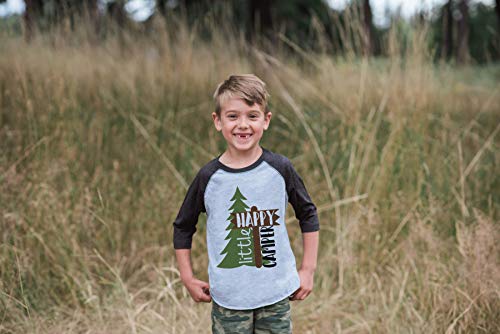 7 Ate 9 Apparel Kids Camper Outdoors Raglan Tee 4T Grey #TOP6