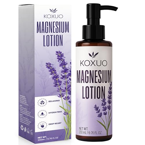 Lotion Magnésium - Anti-Crampes & Détente Musculaire Intense, Soulagement des Douleurs + Hydratation Profonde - Formule Nuit Sommeil Profond avec Glycinate de Magnésium et Lavande Bio