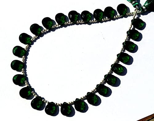 Briolettes poire facettées en quartz vert de 5.5 pouces pour offrir un cadeau unique