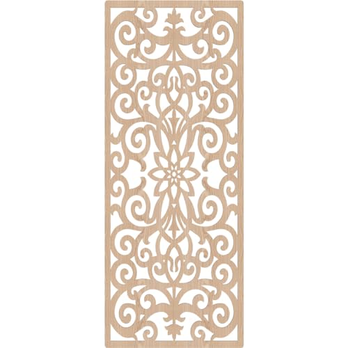 Image of Buel Decorative Pierced Fretwork Wood Wall Panels, 27 3 /8 inchW x 69 3 /8 inchH x 1 /4 inchT, Red Oak
