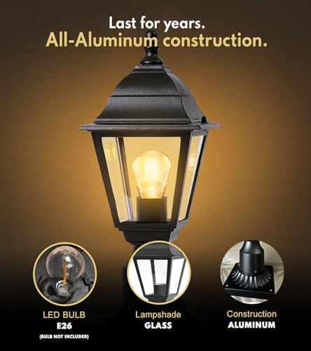image for PASAMIC Dusk to Dawn Outdoor Post Lights Hardwired 120V, Aluminum Outs