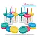 Kids 8oz Glass Mason Jar Drinking Cups with Straw Lids + Leak Proof Regular Lids + Silicone Straws + Cleaning Brush - Spill Proof, Sippy Cups for Toddlers, Kids Drinking Glasses, Food Storage-8 Pack