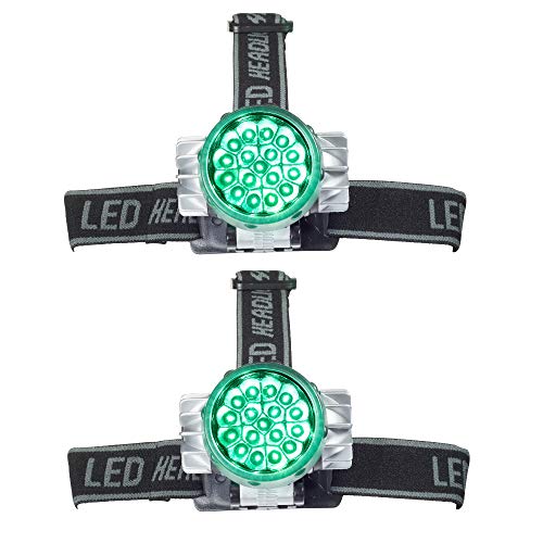 Happy Hydro - Green LED Headlamp - Designed to Not Disturb Light Sensitive Indoor Growing Plants - 2 Pack