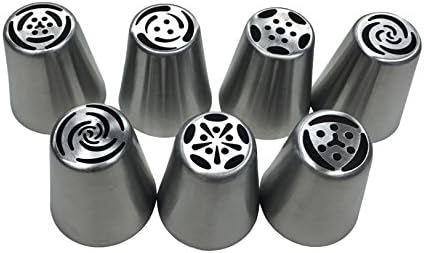 Russian Piping Tips 19-Pcs Set(7 Russian Tips 1 Tri-Color Coupler 1 Lg Silicone Bag 10 Disposable Bags) Kit For Cake- Cupcake Decorating Supplies Kit. Icing Tips Set