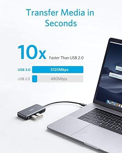 Anker USB C Hub, 5-in-1 USB C Adapter, with SD/TF Card Reader, 3 USB 3.0 Ports, for MacBook Pro 2018/2017/2016, Chromebook, XPS, and More