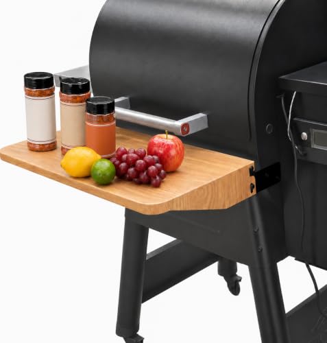 QuliMetal Foldable Front Shelf for Traeger Pro 22 Pro 575 and Ironwood 650 24.65 Wood-Grain Printed Steel Grill Front Table BBQ Prep Shelf Accessory