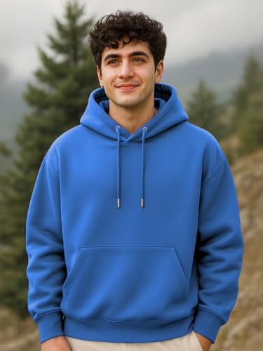 Image of Nobero Heavy Duty Oversized Solid Hoodie for Men | Hoodies for Men | Oversized Fit | Solid Colour | Thick Fleece Fabric | Drawstring Hood