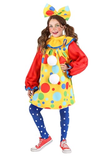 Fun Costumes Kids Posh Polka Dot Clown Costume for Girls Rainbow Polka Dot Circus Dress with Large Bow Kid Carnival Outfit - Small - Multicolor