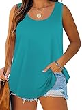 DOLNINE Plus Size Tunic Tops for Women Basic Summer Sleeveless Tanks Casual Tunics Lake Blue 26W