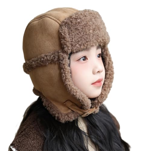 Kids Ushanka Earflap Trapper Hat Faux Fur Russian Hat Windproof Fleece Lined Skiing Cap for Boy Girl 3-10 Year