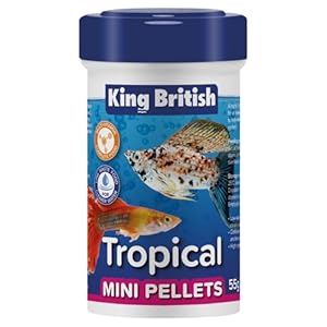 King British – Tropical Mini Pellets 55g – Multi-Vitamin Complete Fish Food – Low Waste, Clear Water Formula, Natural Ingredients – For Tropical Fish