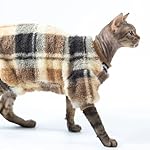 Cat Double-Sided Fleece Clothes, Soft Warm Winter Jumpsuit Sweater Shirt Clothing for Hairless Sphynx, Devon & All Indoor Kittens (Khaki,M) - Image 3