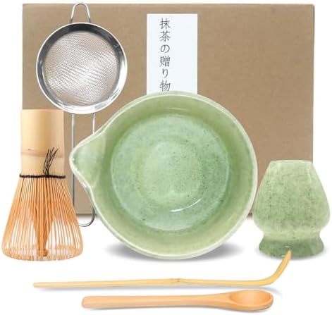 Conjunto De Batedor De Matcha Verde Com 6pç, Incluindo Batedor, T...
