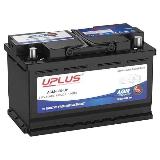 UPLUS BCI Group 94R Car Battery, AGM-L80-UP Maintenance Free 12V 80Ah Premium AGM Batteries H7 L4 Automotive Battery, 850CCA, 140RC