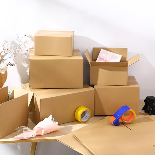 Image of Outus 32 Pack Corrugated Cardboard Boxes, Large, Kraft Color