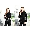 Esabel.C Womens Button Down Shirts Long Sleeve Regular Fit Stretch Work Blouse Black M
