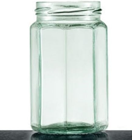 Set of 6 Spice, Food or Condiment Storage Light Green (Recylced Glass) Jars From Italy - 10 Oz Each with Gold Twist Lid Cap