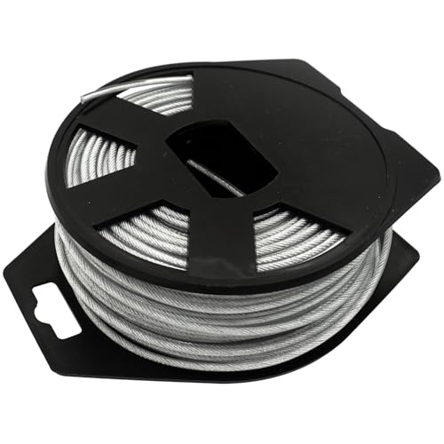 Zeqeey Heavy Duty Nylon Coated Steel Metal Trimmer Line Rope 2.4 mm x 43 m Universal Replaceable Strimmer String Strong Weeder Cord 0.095 inch