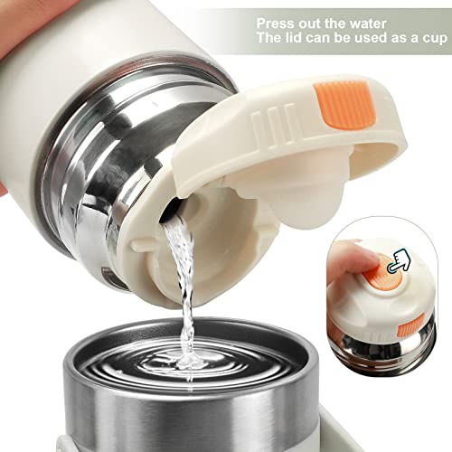 Vacuum Insulated Bottle With Cup 580Ml/20Oz Stainless Steel Thermo Bottles For Hot And Cold Drink Coffee Water Thermo Flask With Cup.(580Ml,White) #TOP4