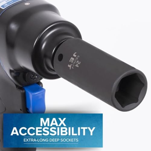 JET 1/2 Inch Drive Impact Socket Set - Metric 6 Point Deep Sockets with Torque Drive - 22 Pieces — view 5