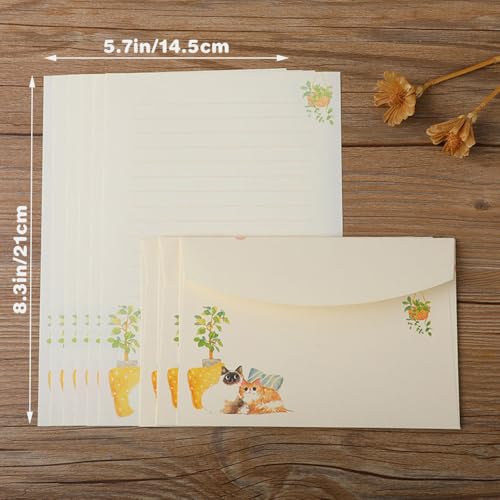 72 peças de papel de escrita e envelopes fofos para gatos