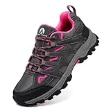 UNITYSOW TREKKING WANDERSCHUHE HERREN DAMEN OUTDOORSCHUHE WANDERSTIEFEL LEICHTE RUTSCHFEST KLETTERSCHUHE BERGSTEIGEN HIKING SHOES WANDERHALBSCHUHE,ROSA ROT,GRÖSSE 42