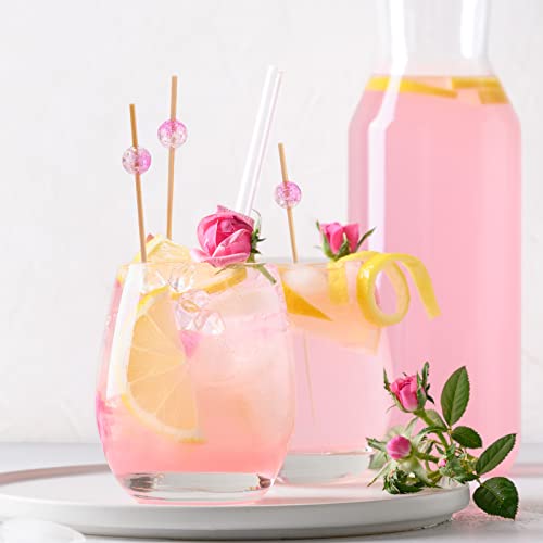 Minisland Light Pink Pearl Cocktail Picks, 4.7 Inch Long Bamboo Fancy Toothpicks for Appetizers, Decorative Valentines Bridal Baby Shower Party Food Drinks Fruit Kabob Skewer Sticks 100 Counts -MSL412