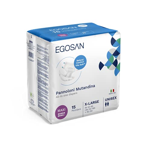 Egosan Maxi Incontinence Disposable Adult Diaper Brief Maximum Absorbency and Adjustable Tabs for Men and Women (X-Large, 15-Count)