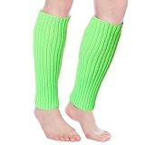 LOUSGUTA Leg Warmers for Women 80s Knit Ribbed Leg Warmers Casual Socks for Party Dance Sports (Neon
